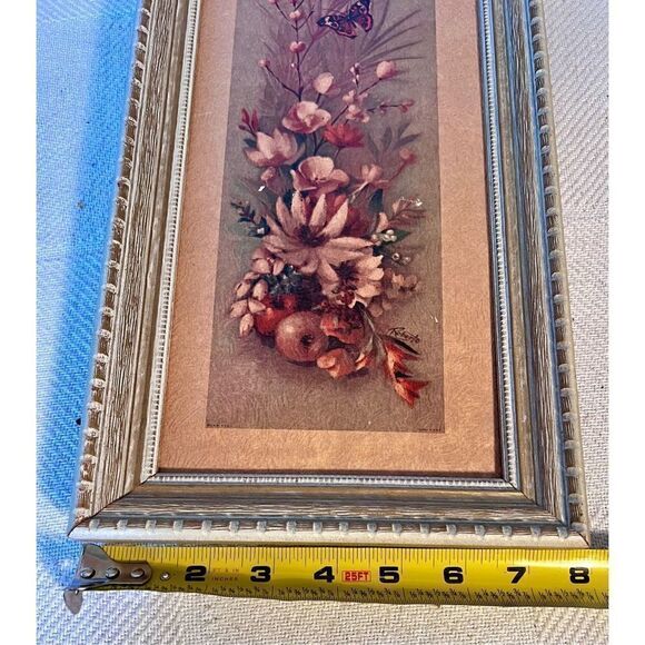 Set of 2 Vintage MCM Roberto Framed Butterfly Flower Botanical Prints Litho - Picture 7 of 15